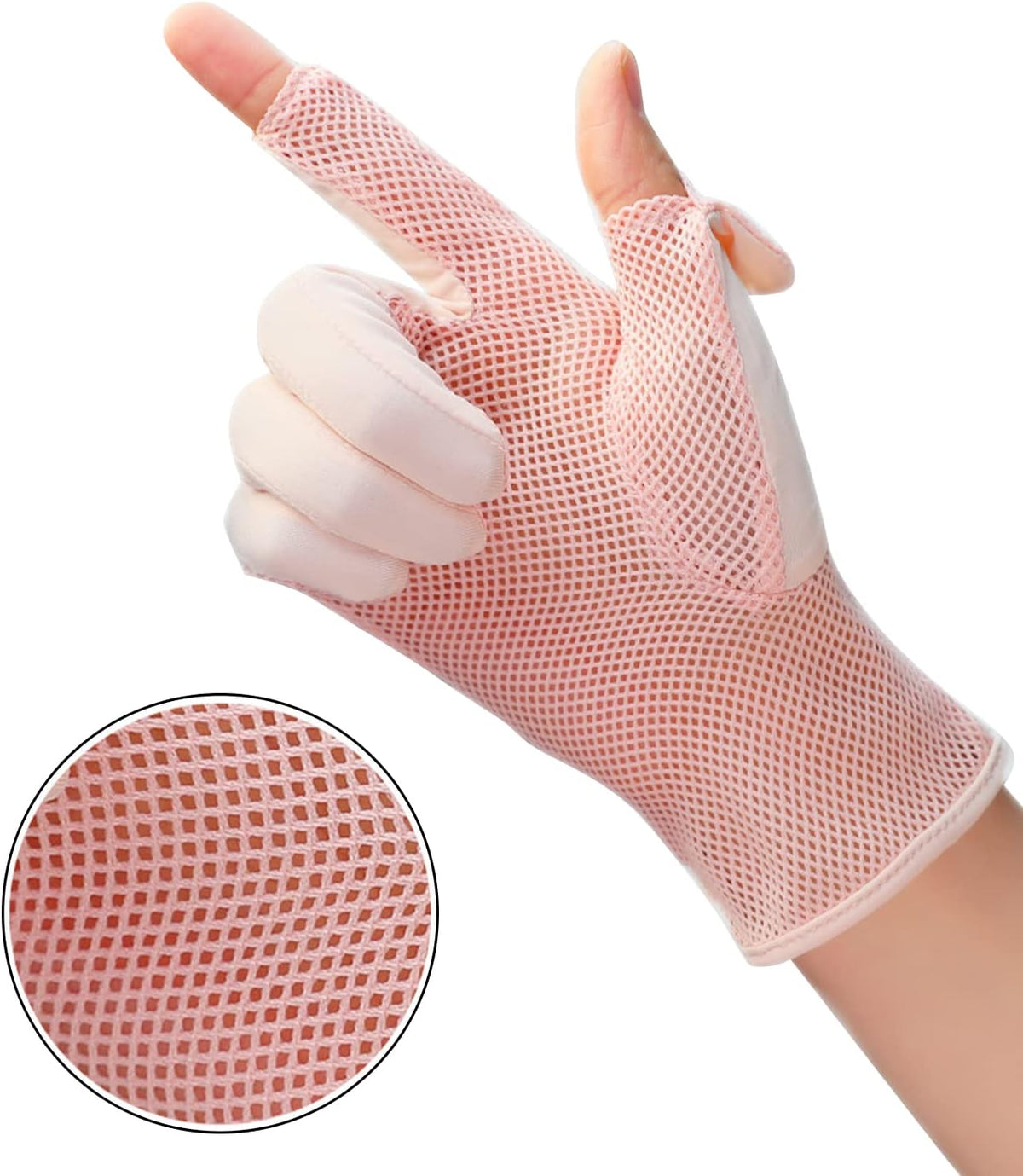 Ladies Sun Protection Fingerless Gloves Summer Mesh Silky Cooling Women UV Driving Mittens Touchscreen Golf Cycling Gloves