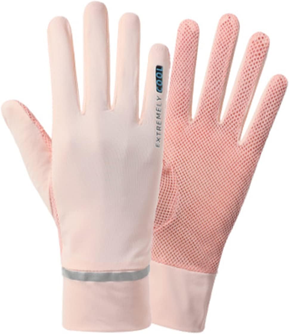 Ladies Sun Protection Fingerless Gloves Summer Mesh Silky Cooling Women UV Driving Mittens Touchscreen Golf Cycling Gloves