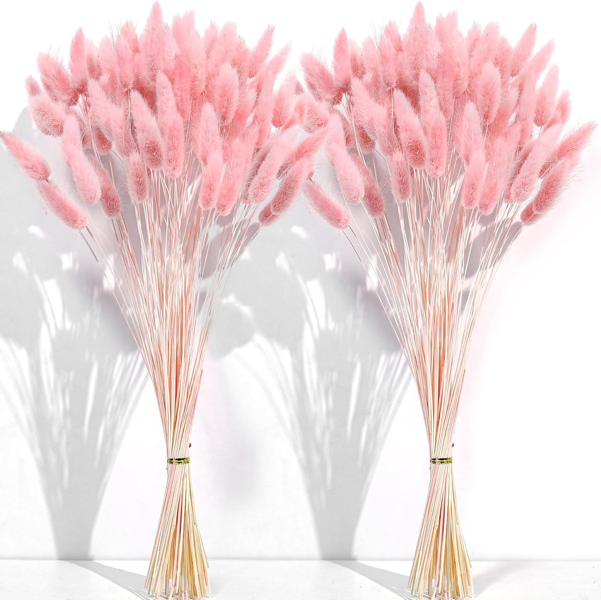 120 PCS Pink Dried Pampas Grass Decor, 17-inch Pompas Floral, Dry Flowers for Decoration, Pampas Grass in Bulk Tall, Pink Bunny Tails Dried Flowers for Boho Wedding Decor