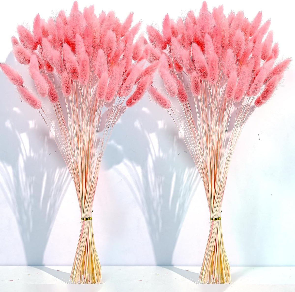 120 PCS Pink Dried Pampas Grass Decor, 17-inch Pompas Floral, Dry Flowers for Decoration, Pampas Grass in Bulk Tall, Pink Bunny Tails Dried Flowers for Boho Wedding Decor