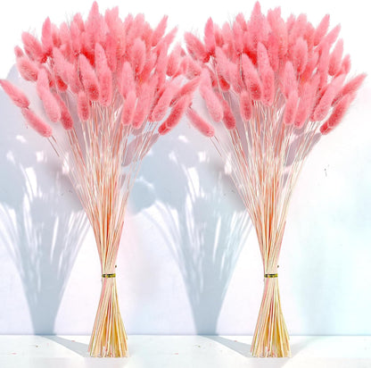 120 PCS Pink Dried Pampas Grass Decor, 17-inch Pompas Floral, Dry Flowers for Decoration, Pampas Grass in Bulk Tall, Pink Bunny Tails Dried Flowers for Boho Wedding Decor