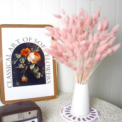 120 PCS Pink Dried Pampas Grass Decor, 17-inch Pompas Floral, Dry Flowers for Decoration, Pampas Grass in Bulk Tall, Pink Bunny Tails Dried Flowers for Boho Wedding Decor