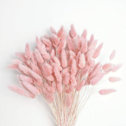 120 PCS Pink Dried Pampas Grass Decor, 17-inch Pompas Floral, Dry Flowers for Decoration, Pampas Grass in Bulk Tall, Pink Bunny Tails Dried Flowers for Boho Wedding Decor