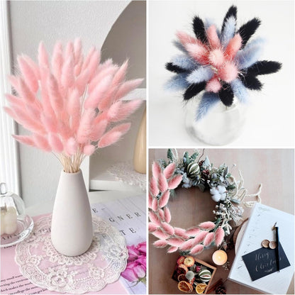 120 PCS Pink Dried Pampas Grass Decor, 17-inch Pompas Floral, Dry Flowers for Decoration, Pampas Grass in Bulk Tall, Pink Bunny Tails Dried Flowers for Boho Wedding Decor