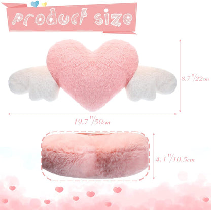 2 Pcs Heart Plush Car Headrest Pillow Angel Wings