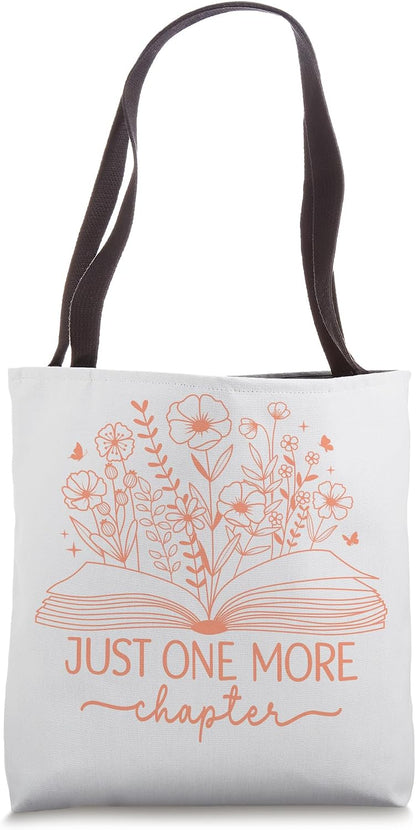 Just One More Chapter Bookish Book Reading Light Pink Peach Tote Bag
