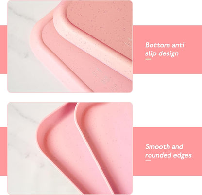 Pink Plastic Serving Platters and Trays,Serving Dishes for Entertaining,Rectangular Platters for Serving Food, Appetizer Serving Trays for Snacks,Charcuterie,Chips,Candy,Fruit,Sushi