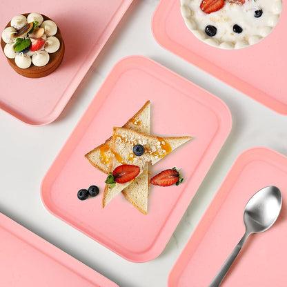 Pink Plastic Serving Platters and Trays,Serving Dishes for Entertaining,Rectangular Platters for Serving Food, Appetizer Serving Trays for Snacks,Charcuterie,Chips,Candy,Fruit,Sushi