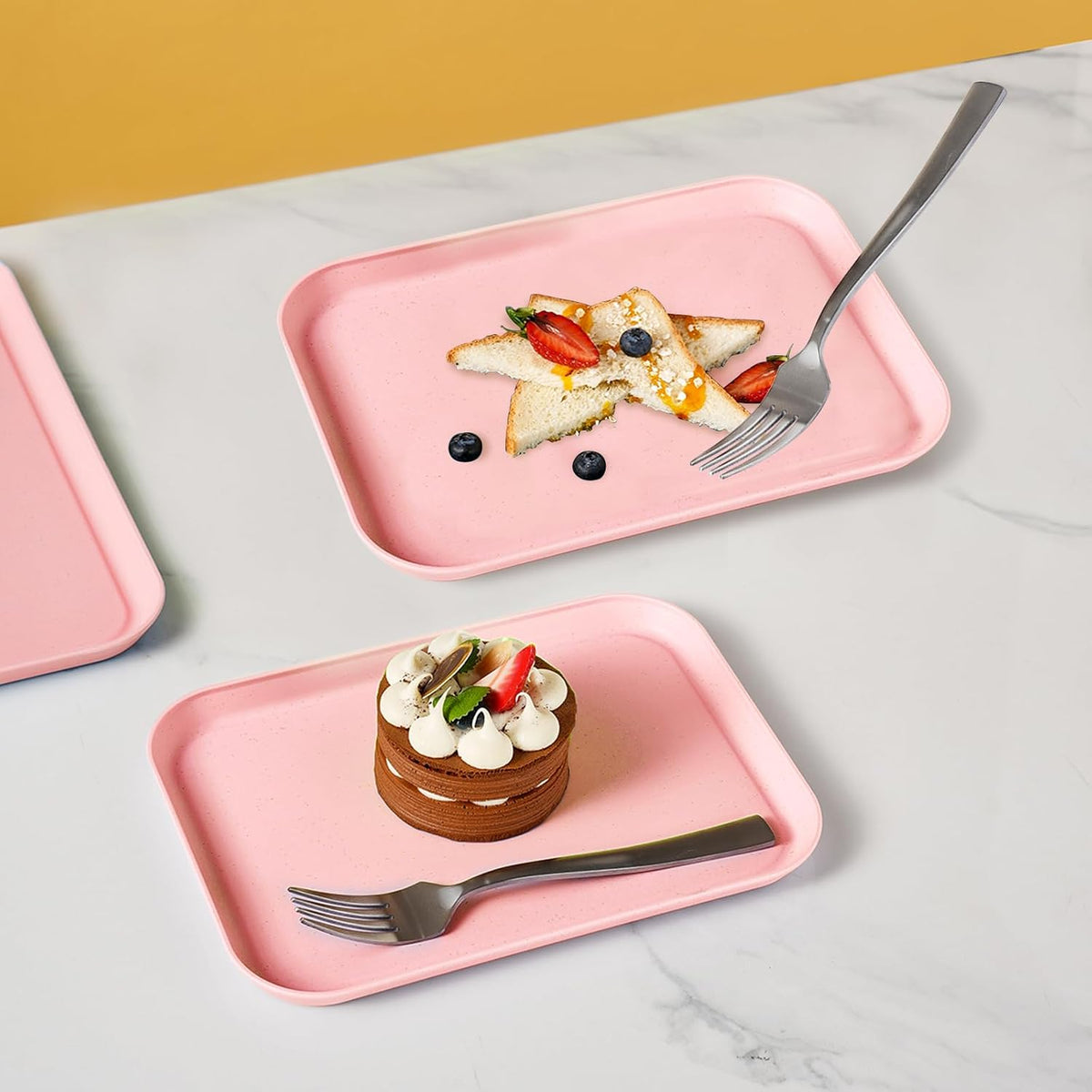 Pink Plastic Serving Platters and Trays,Serving Dishes for Entertaining,Rectangular Platters for Serving Food, Appetizer Serving Trays for Snacks,Charcuterie,Chips,Candy,Fruit,Sushi