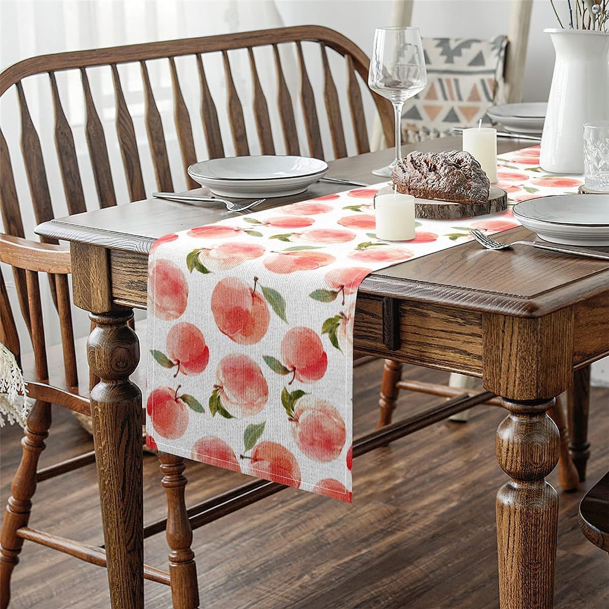 Peach Runner Leaf Decoration Table 60x13 Inch