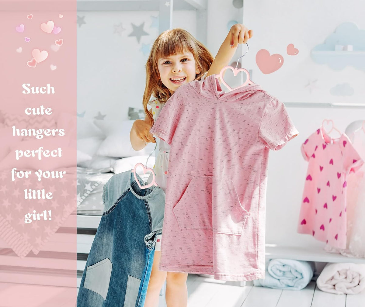 Baby Velvet Hangers, 50 Pack, Non-Slip Pink Kids Clothes Hangers, 12.8 Inch