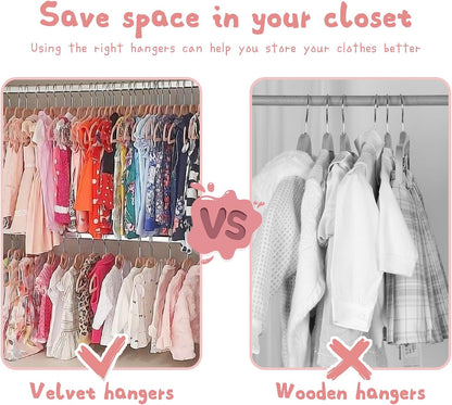Baby Velvet Hangers, 50 Pack, Non-Slip Pink Kids Clothes Hangers, 12.8 Inch