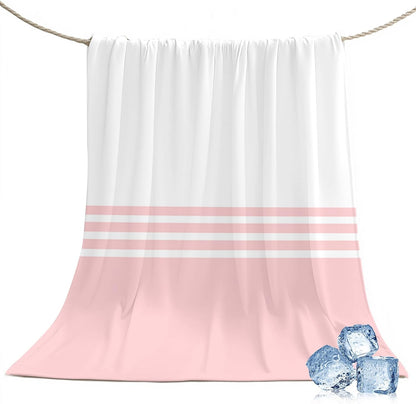 40"x60" Lap Cooling Blanket Pink White Stripes Ice Silk Lightweight Breathable Soft Summer Blanket for Hot Sleepers Couch Bed Sofa Camping Modern Geometry Minimalist