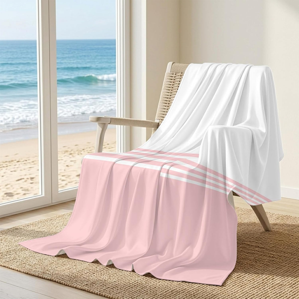 40"x60" Lap Cooling Blanket Pink White Stripes Ice Silk Lightweight Breathable Soft Summer Blanket for Hot Sleepers Couch Bed Sofa Camping Modern Geometry Minimalist