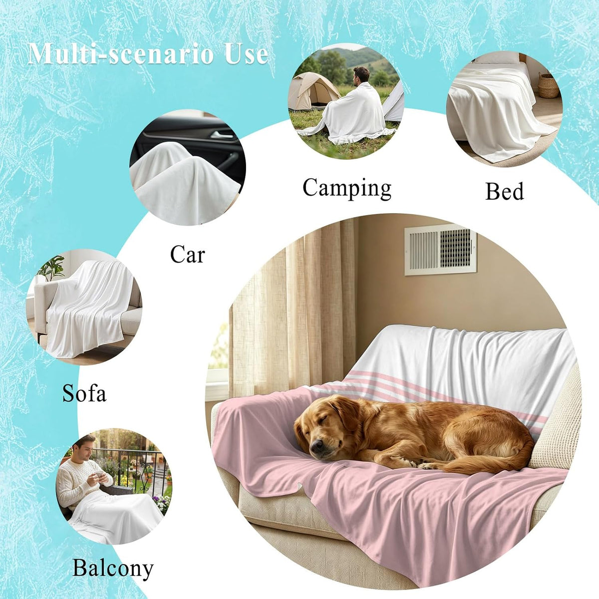 40"x60" Lap Cooling Blanket Pink White Stripes Ice Silk Lightweight Breathable Soft Summer Blanket for Hot Sleepers Couch Bed Sofa Camping Modern Geometry Minimalist