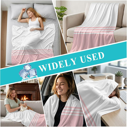 40"x60" Lap Cooling Blanket Pink White Stripes Ice Silk Lightweight Breathable Soft Summer Blanket for Hot Sleepers Couch Bed Sofa Camping Modern Geometry Minimalist