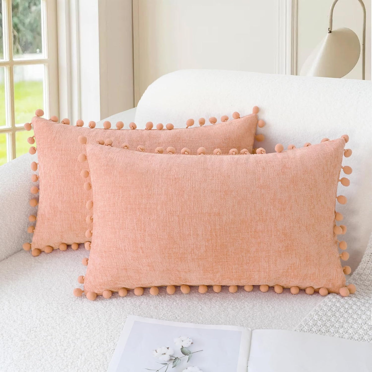 Decorative Couch Throw Pillow Covers 20 X 12 Inches Dusty Pink