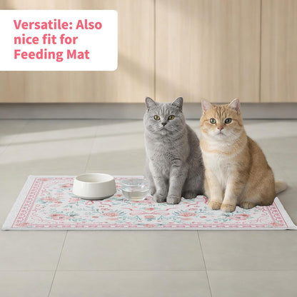 Cat Litter Mat 33" x 22" for Litter Box, Non-Slip Washable Floor Mat with Litter Trapping Design, Scatter Control for Cats and Kittens, Pink