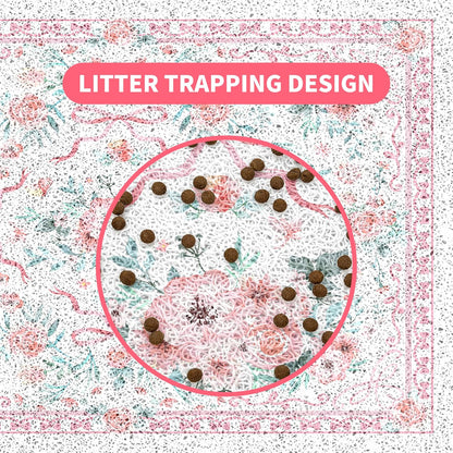 Cat Litter Mat 33" x 22" for Litter Box, Non-Slip Washable Floor Mat with Litter Trapping Design, Scatter Control for Cats and Kittens, Pink