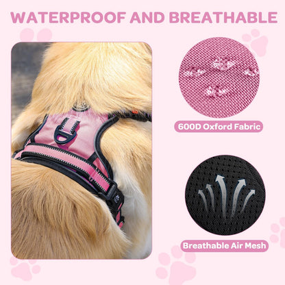 Plaid Dog Harness for Large Dogs, Pink, L