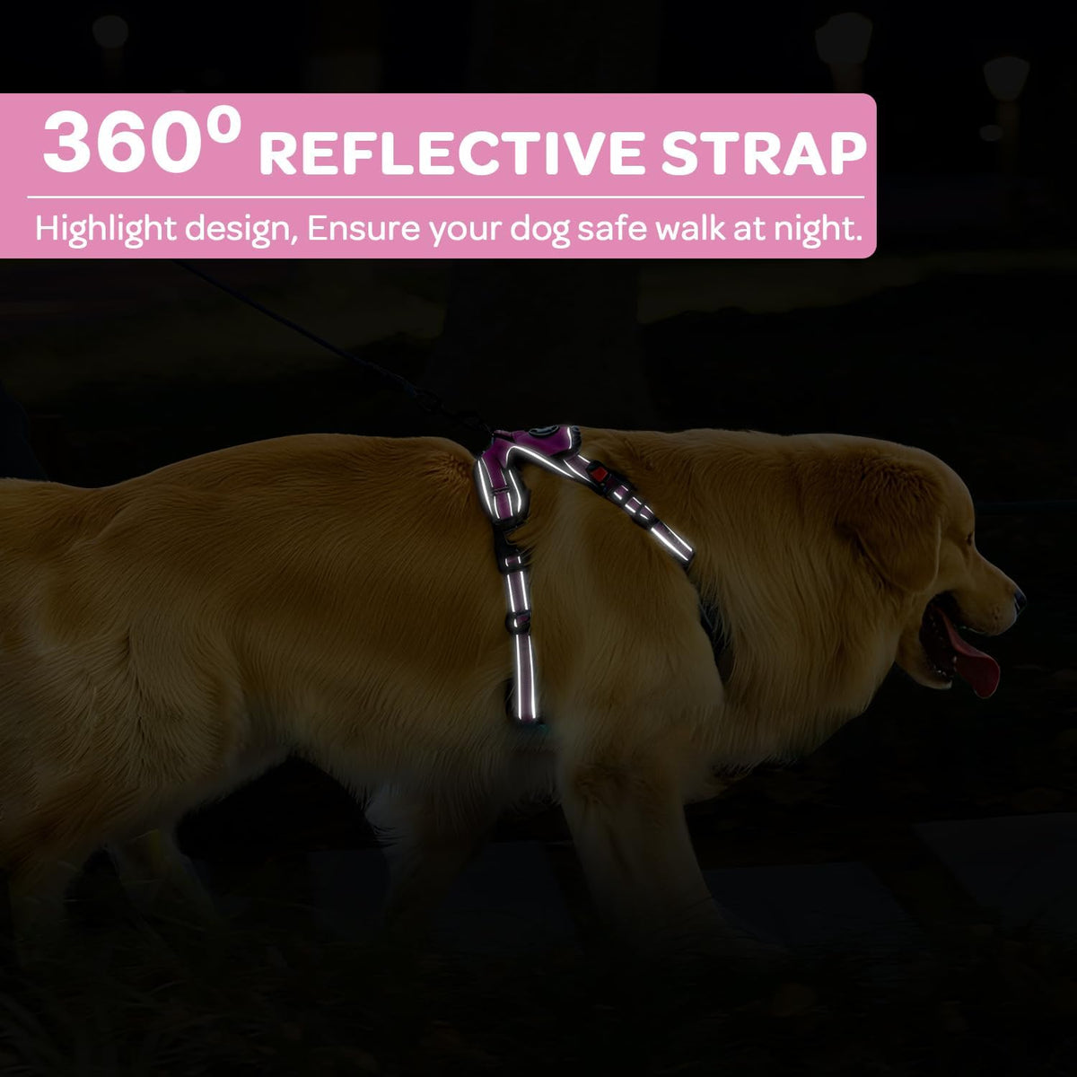 Plaid Dog Harness for Large Dogs, Pink, L