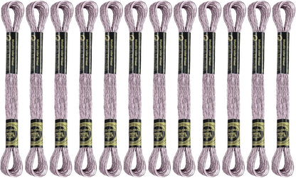 12 Skeins Embroidery Floss, Pink Metallic Embroidery Thread Polyester Cross-Stitch Threads for Hand Embroidery String Art DIY Creation