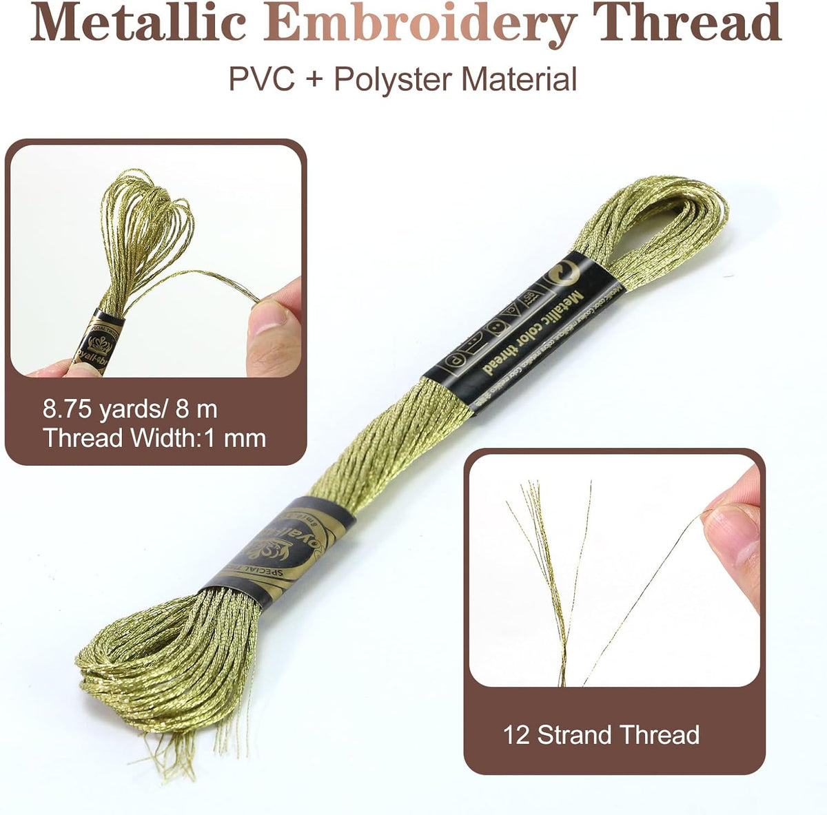 12 Skeins Embroidery Floss, Pink Metallic Embroidery Thread Polyester Cross-Stitch Threads for Hand Embroidery String Art DIY Creation