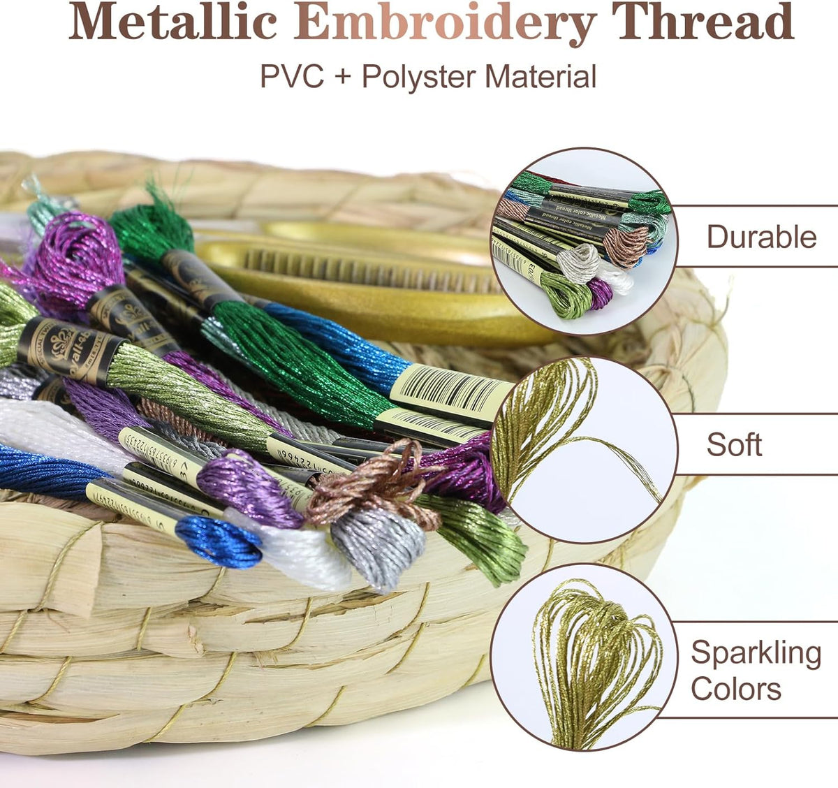 12 Skeins Embroidery Floss, Pink Metallic Embroidery Thread Polyester Cross-Stitch Threads for Hand Embroidery String Art DIY Creation