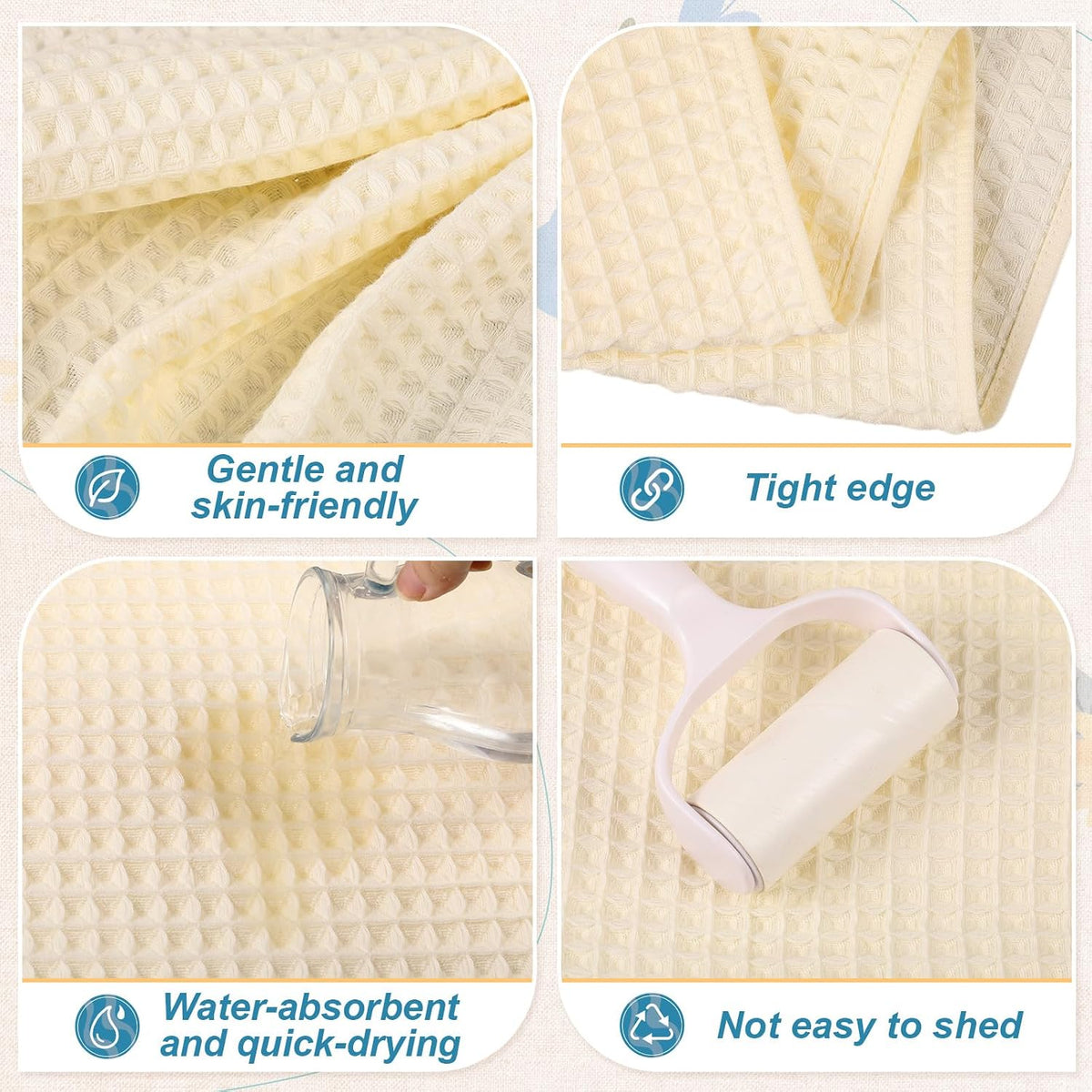 4 Pack 100% Cotton Waffle Bath Towels 28 x 55 Inch Oversize Waffle Towel Quick Dry Absorbent Soft Lightweight Blanket for Bathroom Shower Spa Yoga Beach Pool Travel, Blue, Pink, White