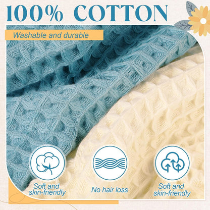 4 Pack 100% Cotton Waffle Bath Towels 28 x 55 Inch Oversize Waffle Towel Quick Dry Absorbent Soft Lightweight Blanket for Bathroom Shower Spa Yoga Beach Pool Travel, Blue, Pink, White