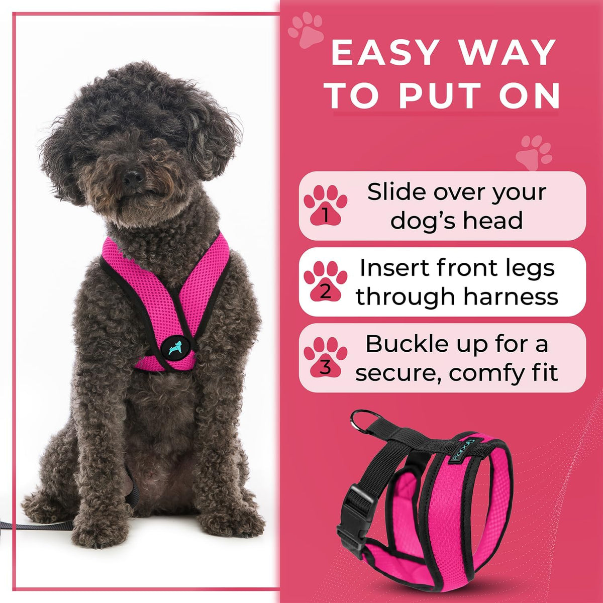Comfort X Head-in Dog Harness, Choke-Free, Flamingo Pink, X-Large