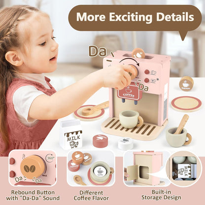 Toy for Kids Wooden Kitchen Accessories Pretend Play, Pink
