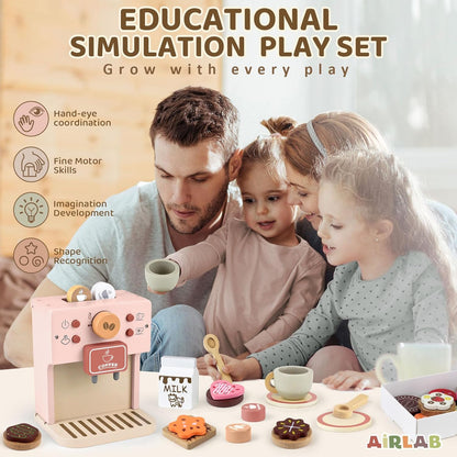 Toy for Kids Wooden Kitchen Accessories Pretend Play, Pink