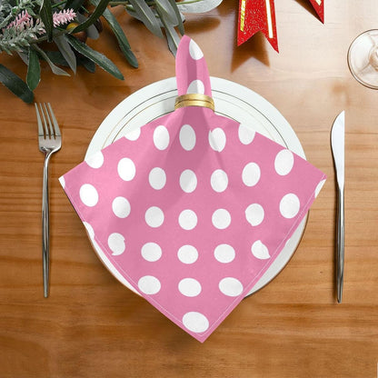 Pink Polka Dots Cloth Napkins Set of 4, 20x20 Inch Reusable Polyester Dinner Napkins, Soft Washable Table Napkins for Wedding Party Holiday Kitchen Decor