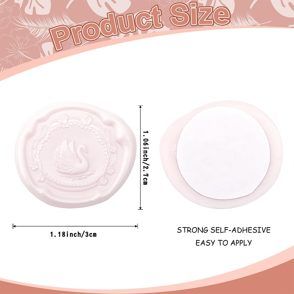 Swan Wax Seal Stickers,30Pcs Pink Self Adhesive Envelope Seal Stickers,Great for Wedding Invitations,Greeting Cards,Gift Wrappings,Valentine's Day