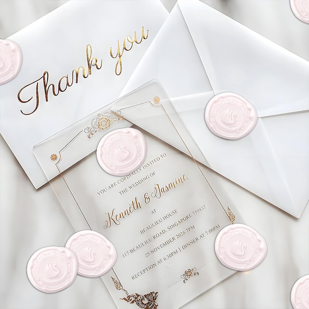 Swan Wax Seal Stickers,30Pcs Pink Self Adhesive Envelope Seal Stickers,Great for Wedding Invitations,Greeting Cards,Gift Wrappings,Valentine's Day