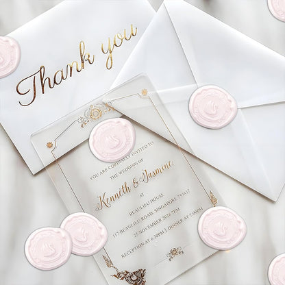 Swan Wax Seal Stickers,30Pcs Pink Self Adhesive Envelope Seal Stickers,Great for Wedding Invitations,Greeting Cards,Gift Wrappings,Valentine's Day
