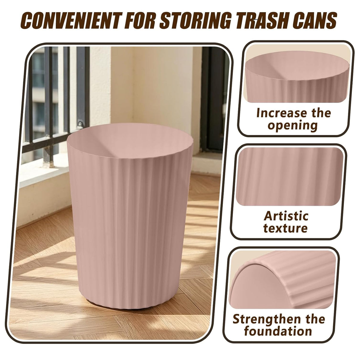 Versatile 2 Gallon Plastic Trash Can - The Compact Bin for Bathroom Kitchen Home Office - Pink