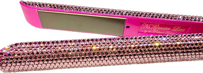 Flat Iron Titanium Hair Straightener with Rhinestones Straightening Wand Titanium Flat Iron 1" Hair Straightener Quick Heat Up Constant Heat for a Smooth Finish (Pink)