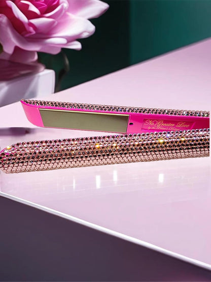 Flat Iron Titanium Hair Straightener with Rhinestones Straightening Wand Titanium Flat Iron 1" Hair Straightener Quick Heat Up Constant Heat for a Smooth Finish (Pink)