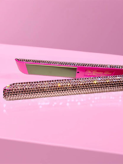 Flat Iron Titanium Hair Straightener with Rhinestones Straightening Wand Titanium Flat Iron 1" Hair Straightener Quick Heat Up Constant Heat for a Smooth Finish (Pink)