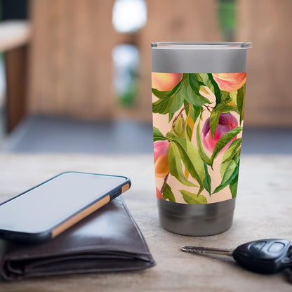 Watercolor Peaches Fruit Pattern Botanical Spring Boho Stainless Steel Insulated Tumbler