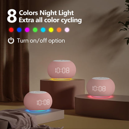Auto Dimmable Sound Machine Alarm Clock with Night Light for Girls