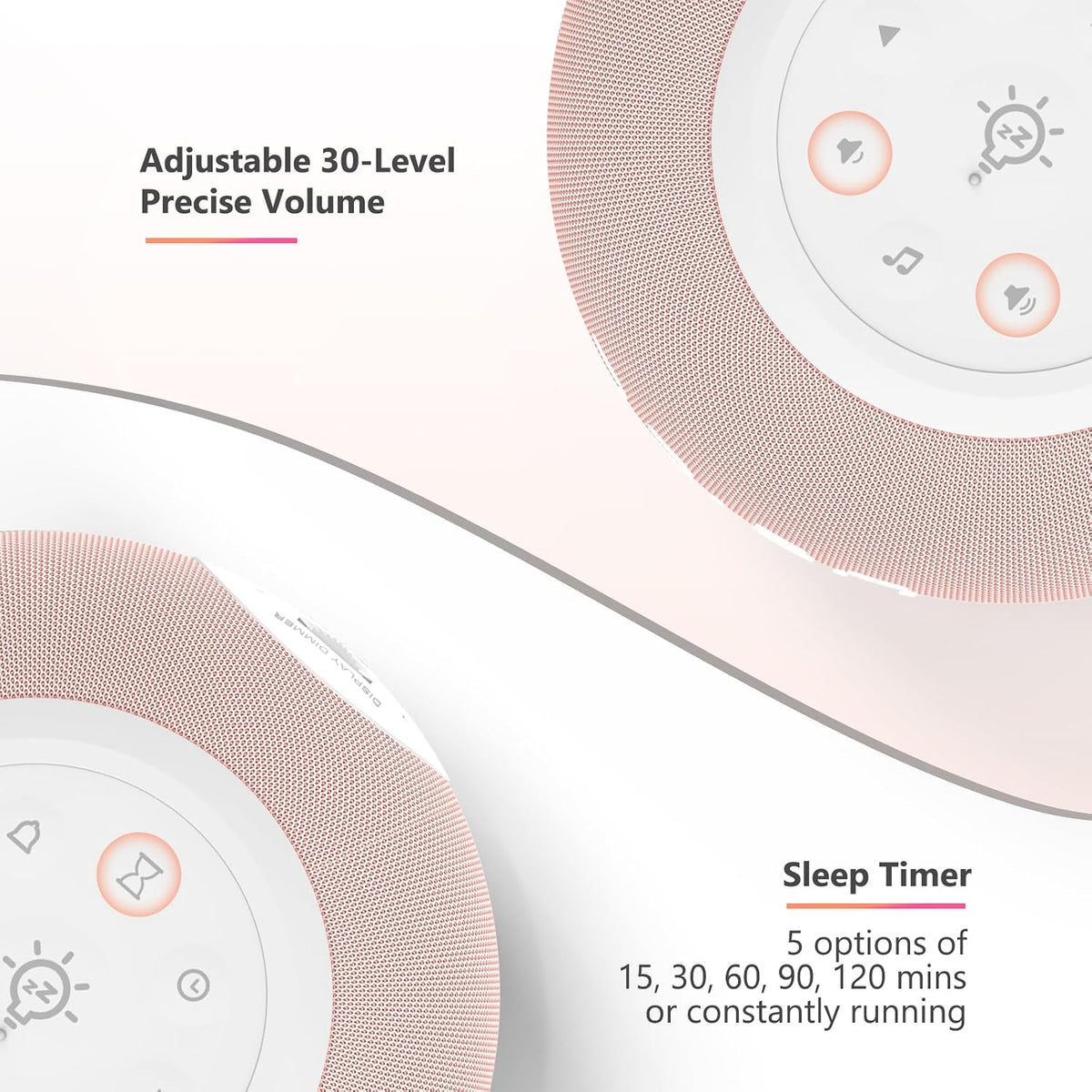 Auto Dimmable Sound Machine Alarm Clock with Night Light for Girls