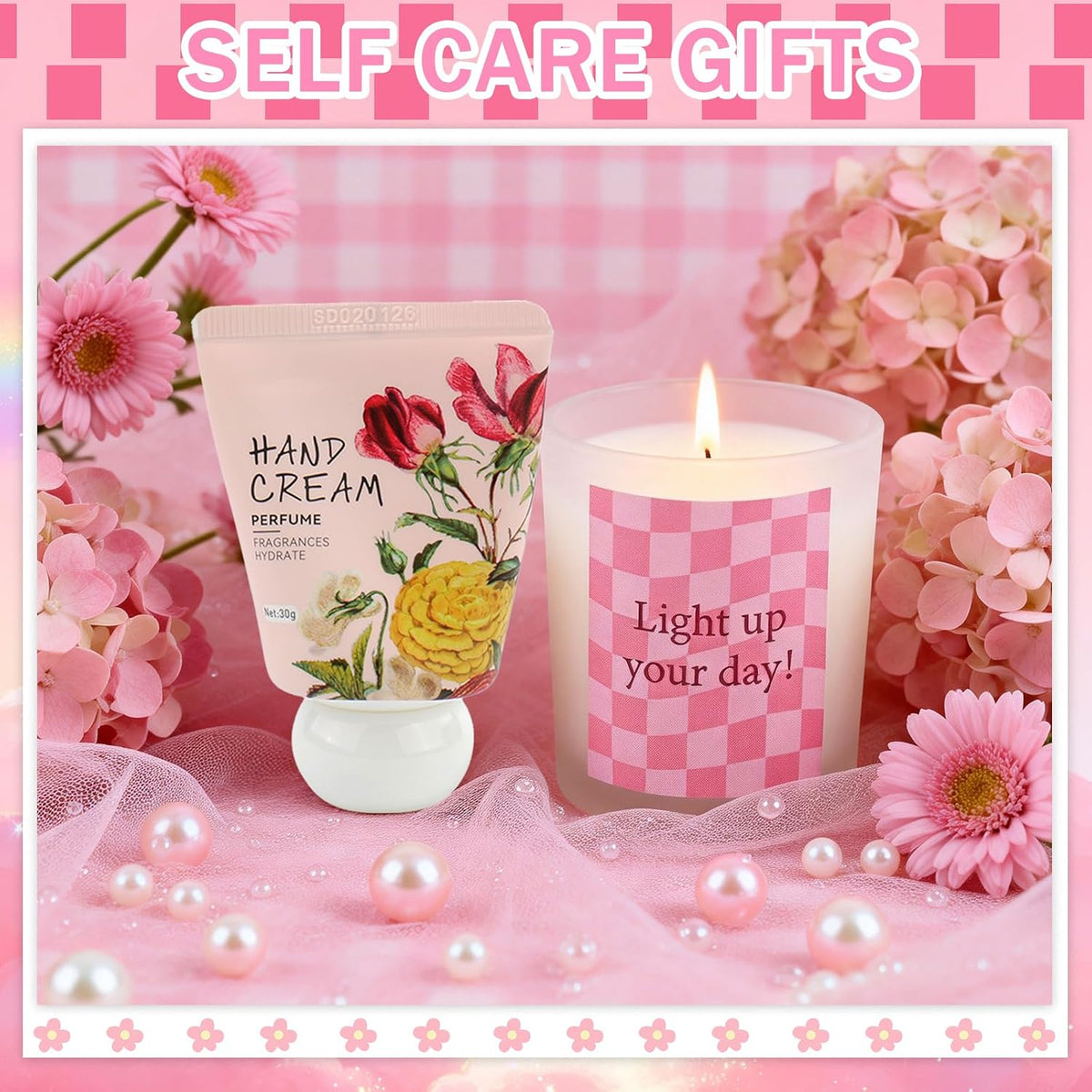Pink Gift Basket for Women, Unique Birthday Gifts for Teen Girls Mom Sister