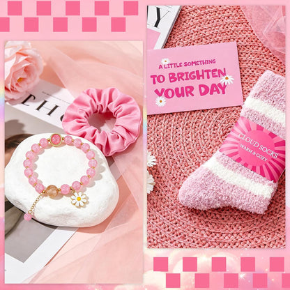 Pink Gift Basket for Women, Unique Birthday Gifts for Teen Girls Mom Sister