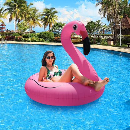Inflatable Flamingo Pool Floats with Lights, Solar Powered Pink Pools Flamingo Float Rings, 42'' Lake Beach Floaties Swimming Rings Summer Pool Raft Lounger for Adults Water Party Supplies
