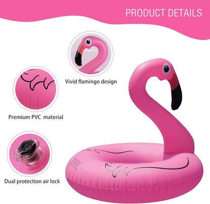 Inflatable Flamingo Pool Floats with Lights, Solar Powered Pink Pools Flamingo Float Rings, 42'' Lake Beach Floaties Swimming Rings Summer Pool Raft Lounger for Adults Water Party Supplies