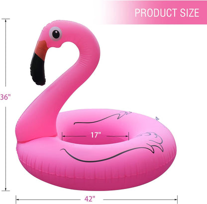 Inflatable Flamingo Pool Floats with Lights, Solar Powered Pink Pools Flamingo Float Rings, 42'' Lake Beach Floaties Swimming Rings Summer Pool Raft Lounger for Adults Water Party Supplies