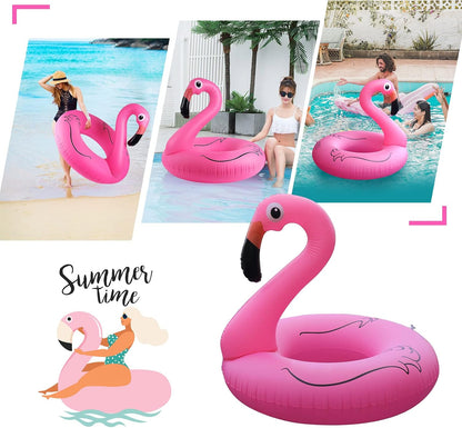 Inflatable Flamingo Pool Floats with Lights, Solar Powered Pink Pools Flamingo Float Rings, 42'' Lake Beach Floaties Swimming Rings Summer Pool Raft Lounger for Adults Water Party Supplies